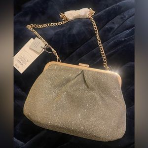 NWT Gold Glitter Frame Clutch